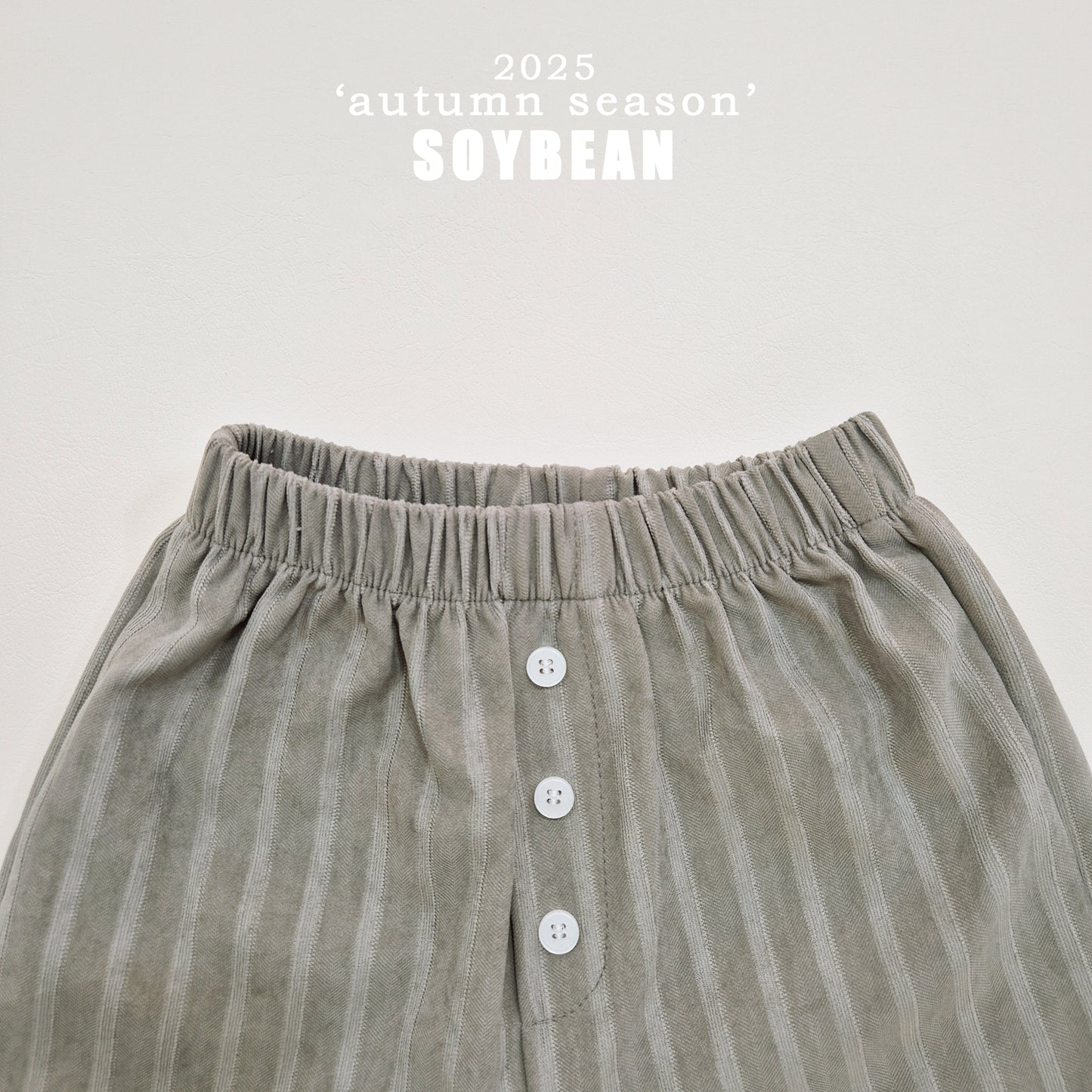 (Pre-order) Soybean Kids - Button Stripe Wide Pants 버튼트렁크팬츠 (2 Colors)