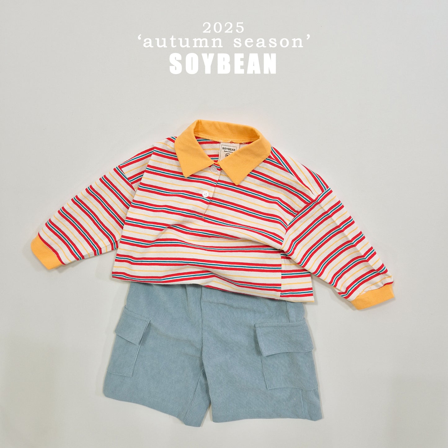 (Pre-order) Soybean Kids - Contrast Collar Sweatshirt Tee 배색카라티 (2 Colors)