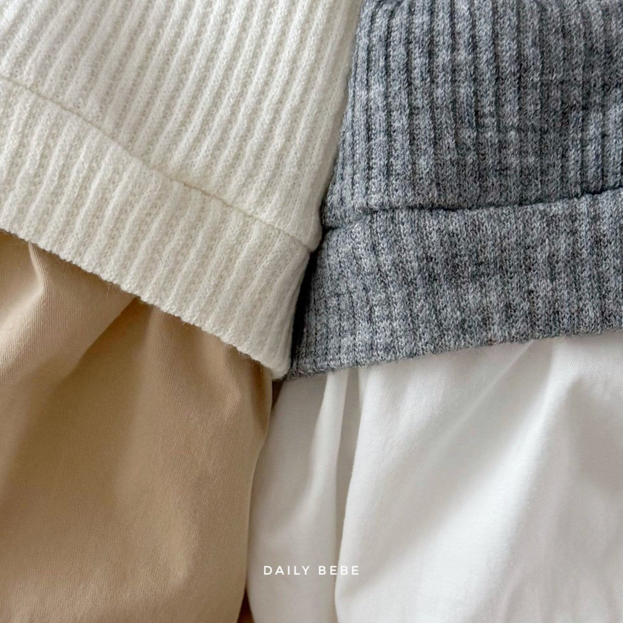 (Pre-order) Daily Bebe - Kids' Knit Collar Layered Dress 니트 배색 원피스 (2 Colors)