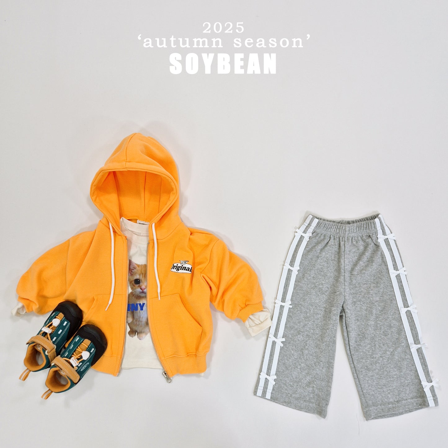 (Pre-order) Soybean Kids - Ribbon Terry Line Pants 리본테리라인팬츠 (2 Colors)