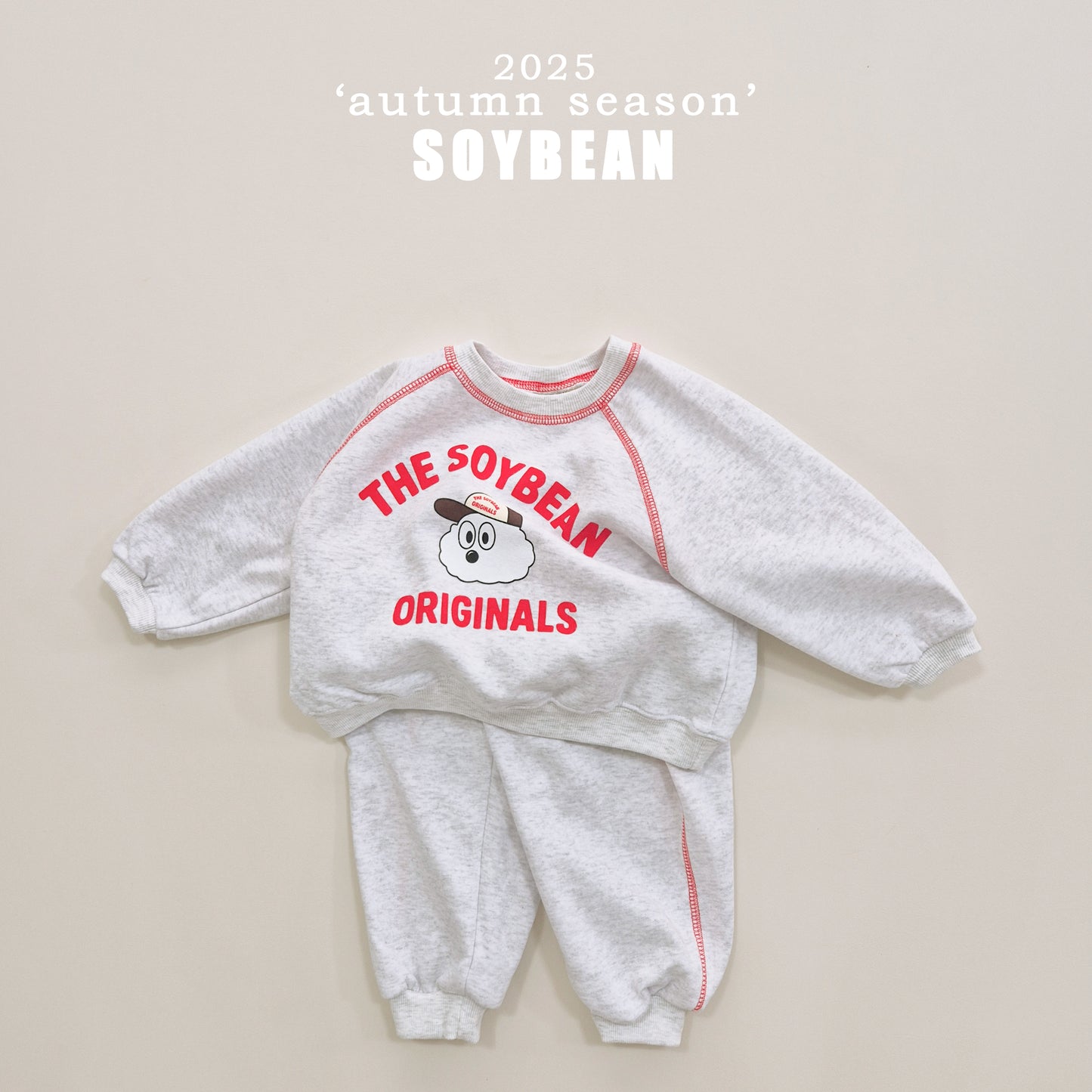 (Pre-order) Soybean Kids - Color Stitch Top & Bottom Set 컬러스티치상하복 (3 Colors)