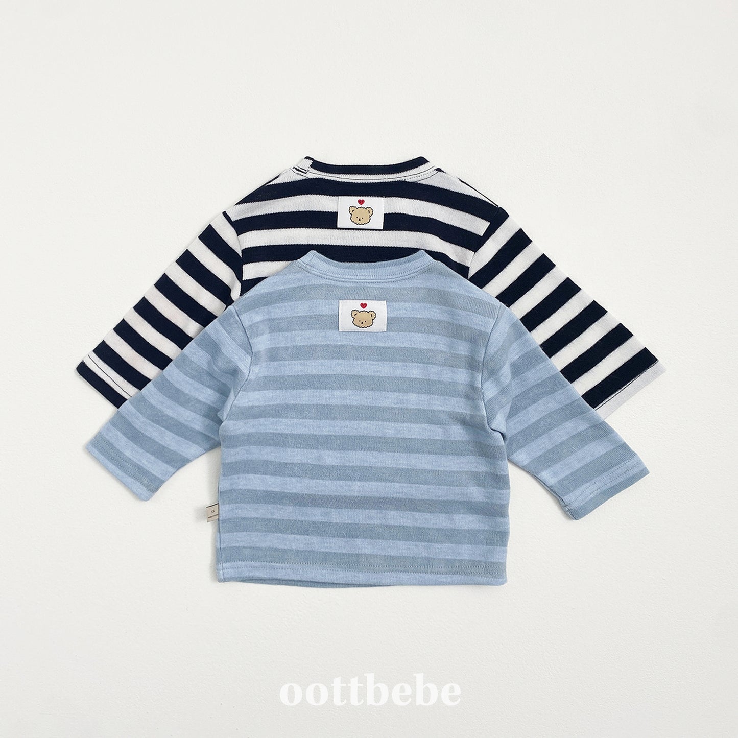 (Pre-order) OOTTBEBE - Mix Stripe Knit Tee 믹스단가라티(니트) (2 Colors)