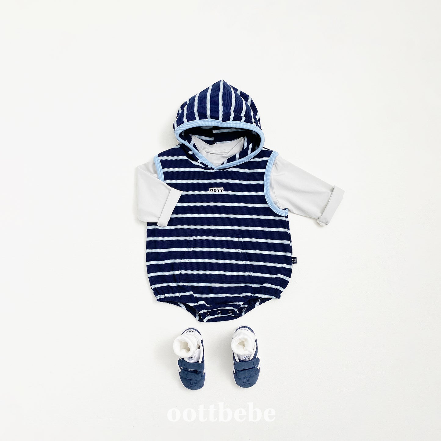 (Pre-order) OOTTBEBE - Urban Stripe Hooded Suit 어반스트라이프후드슈트 (2 Colors)