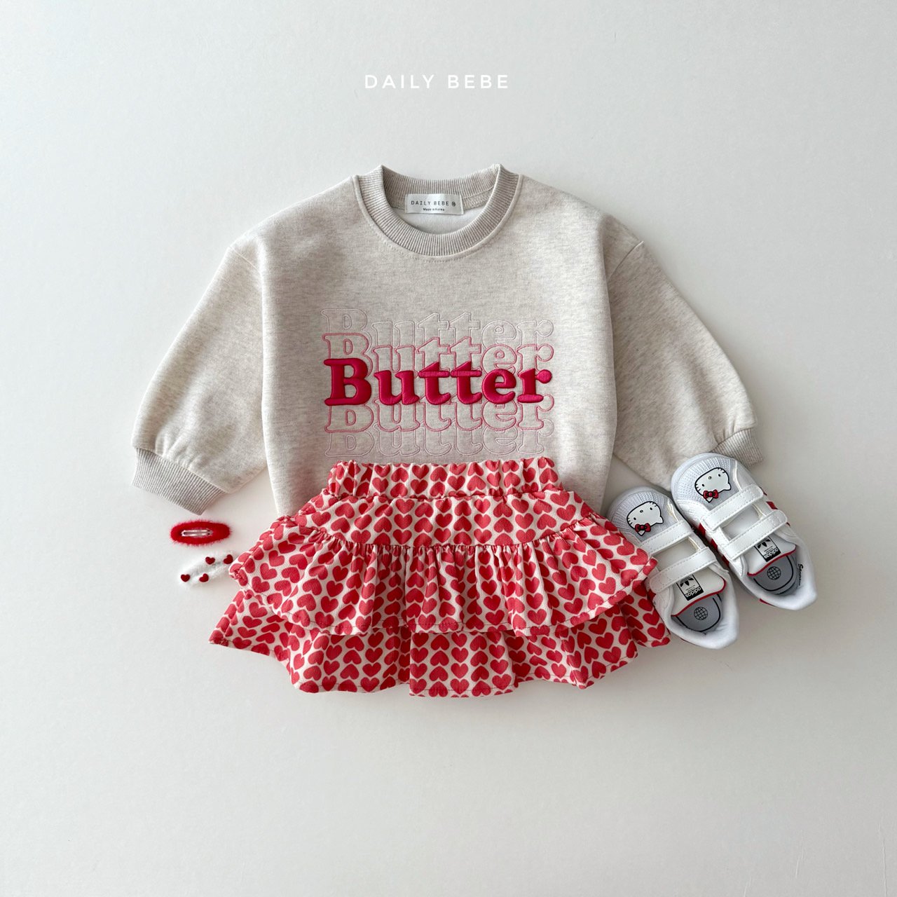 (Pre-order) Daily Bebe - Kids’ Butter Embroidered Sweatshirt 버터자수 맨투맨 (2 Colors)