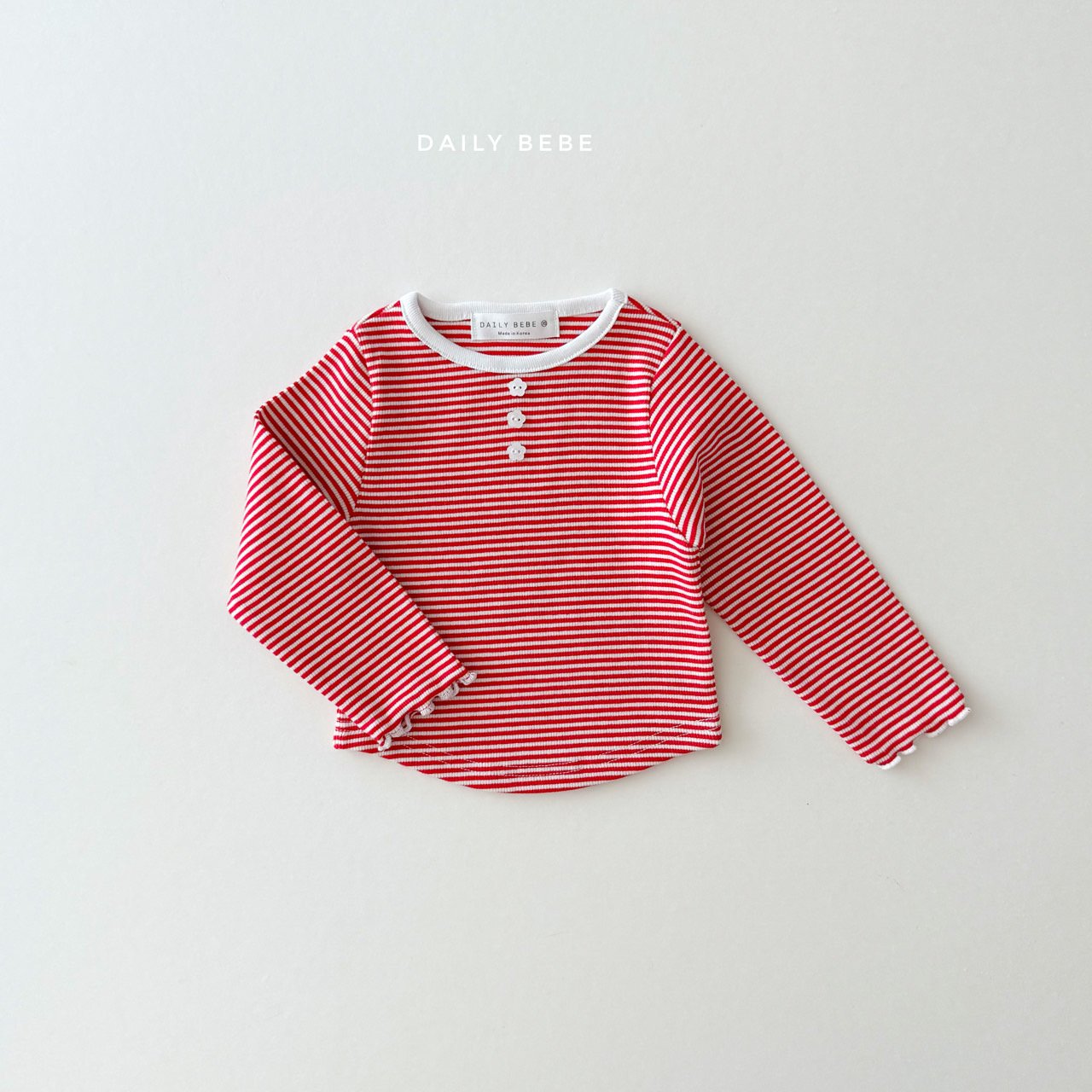 (Pre-order) Daily Bebe - Kids' Button Stripe Tee 줄가라단추티 (2 Colors)
