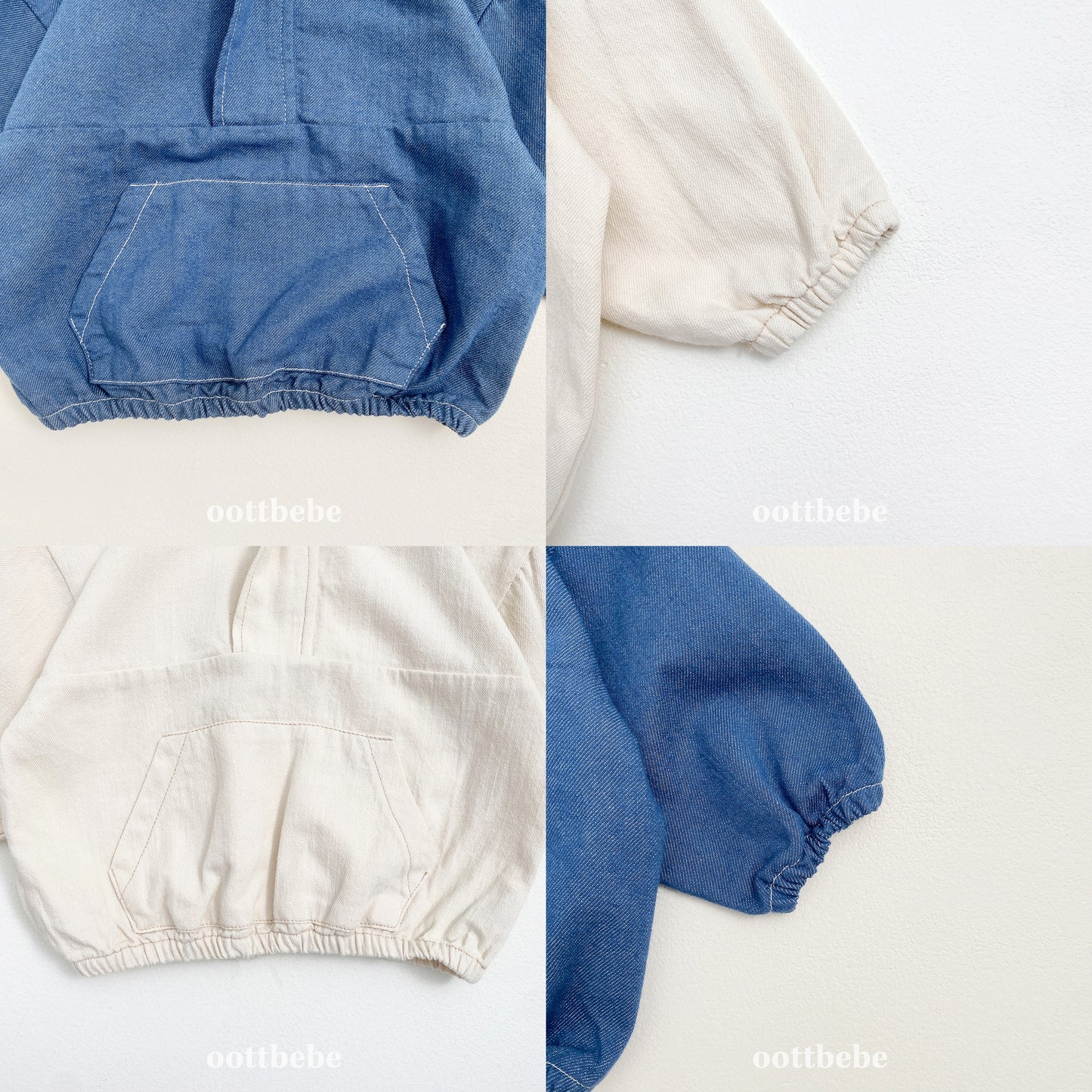 (Pre-order) OOTTBEBE - Stitch Hooded Jacket 스티치후드아노락 (2 Colors)