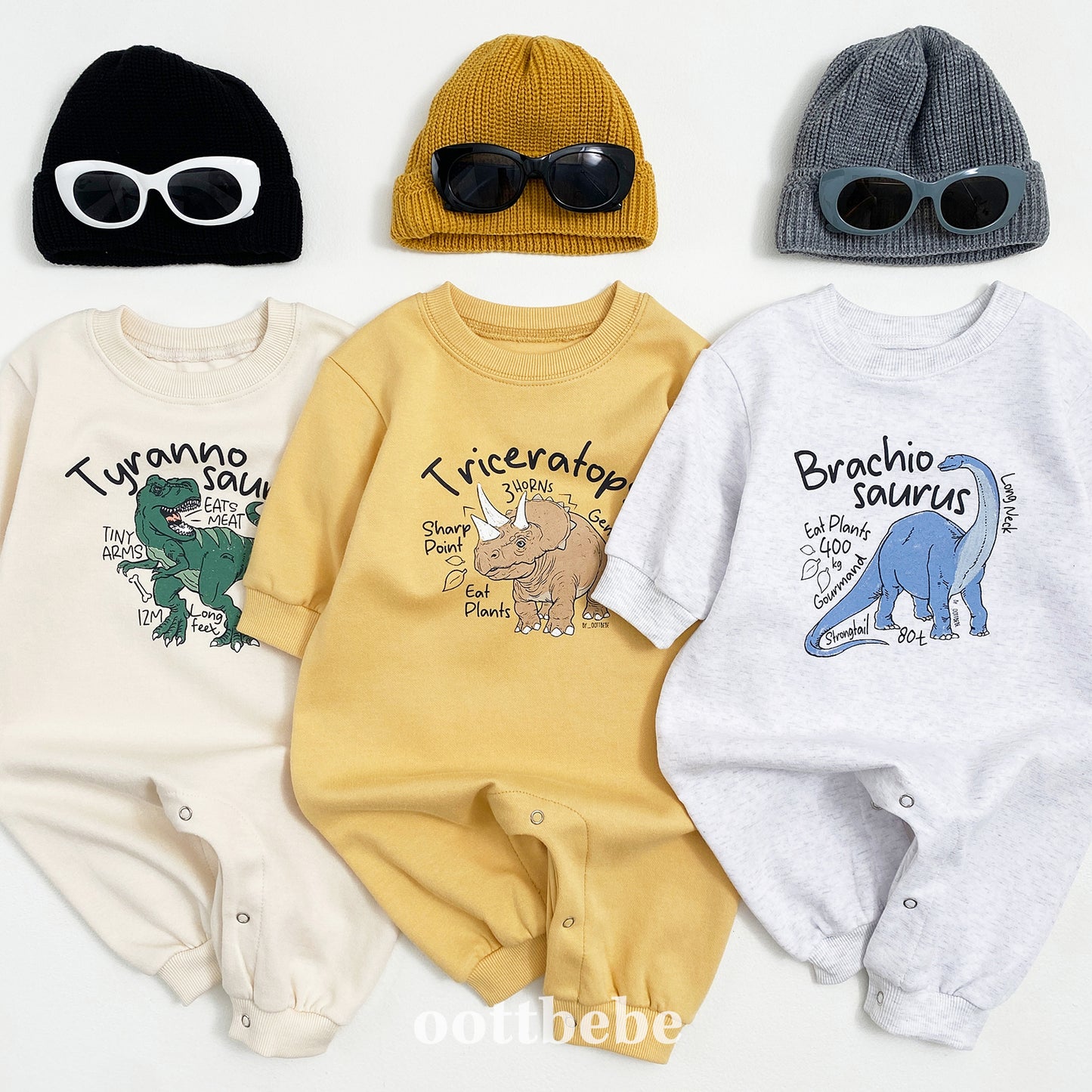 (Pre-order) OOTTBEBE - Dino Full Bodysuit 공룡전신슈트 (3 Colors)