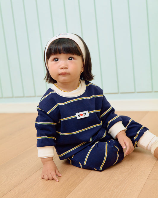 (Pre-order) OOTTBEBE Fall - Rookie Stripe Top & Bottom Set - 루키단가라상하복 (2 Colors)
