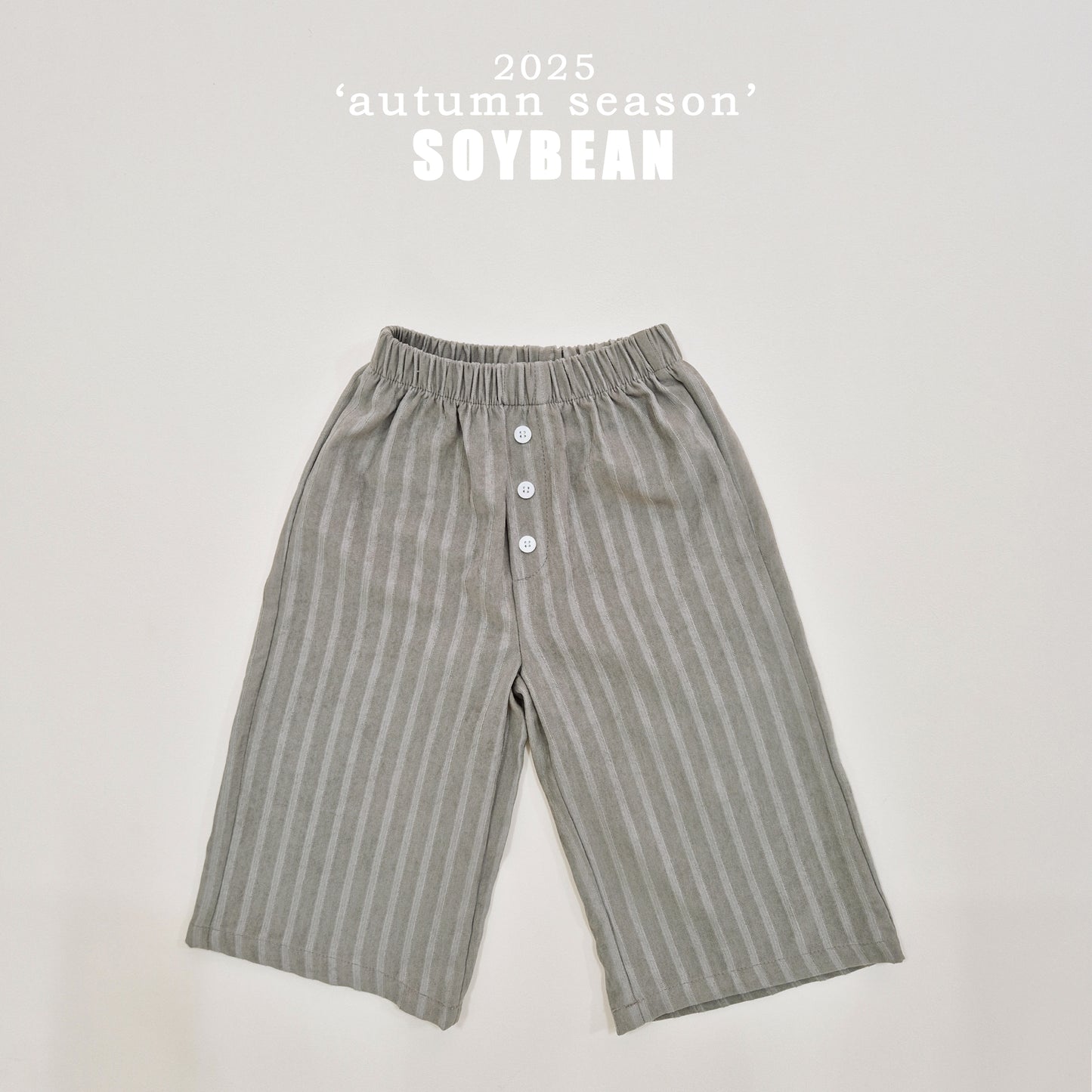 (Pre-order) Soybean Kids - Button Stripe Wide Pants 버튼트렁크팬츠 (2 Colors)