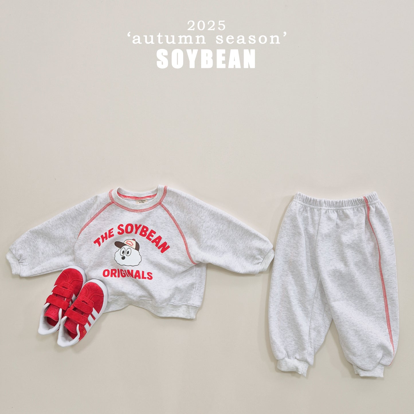 (Pre-order) Soybean Kids - Color Stitch Top & Bottom Set 컬러스티치상하복 (3 Colors)