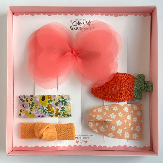 (Chenny Bong Bong) Kids’ Peach Orange Hair Clips 5-piece Set