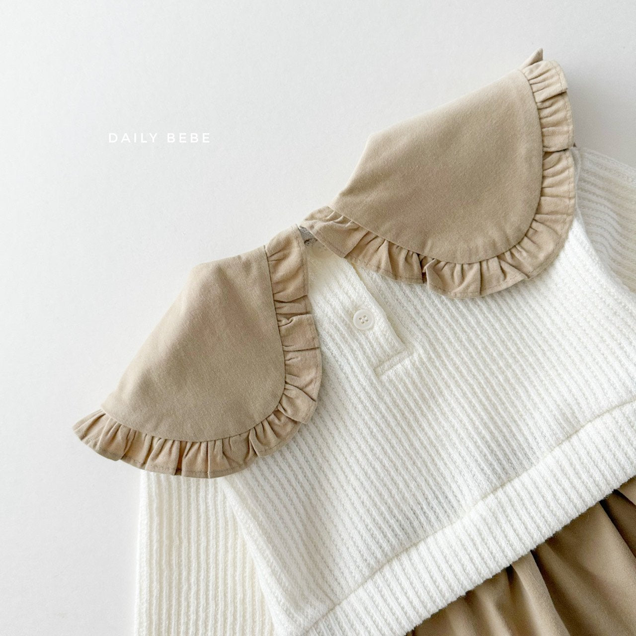 (Pre-order) Daily Bebe - Kids' Knit Collar Layered Dress 니트 배색 원피스 (2 Colors)