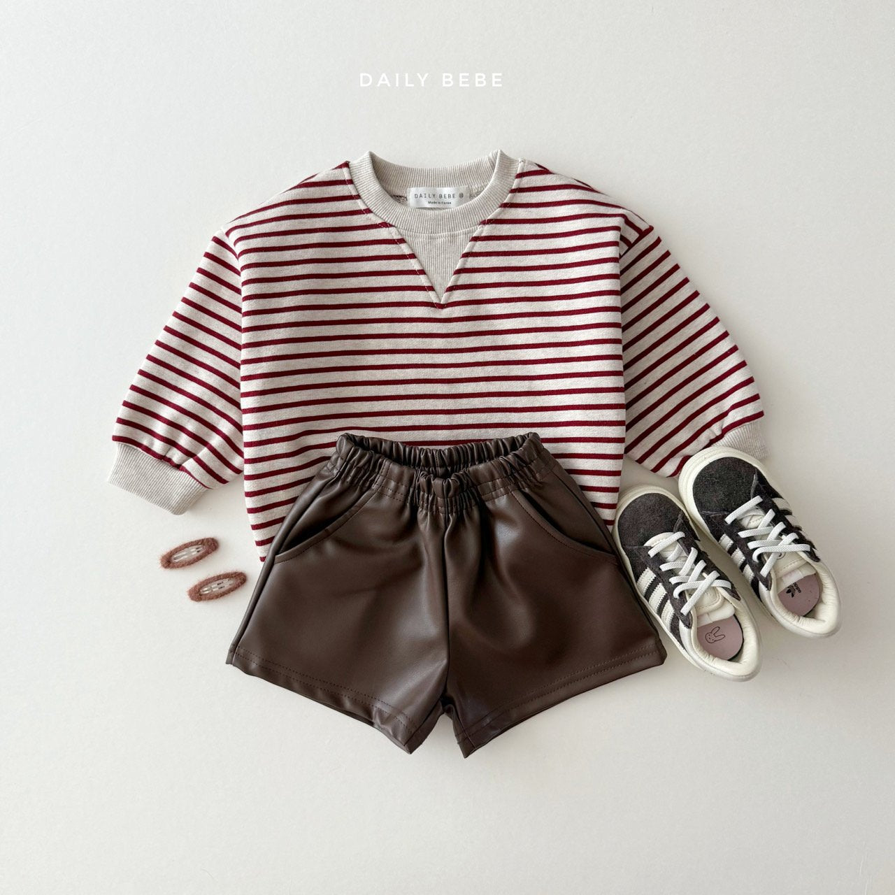 (Pre-order) Daily Bebe - Kids’ Triangle Stripe Sweatshirt 단가라 삼각 맨투맨 (2 Colors)