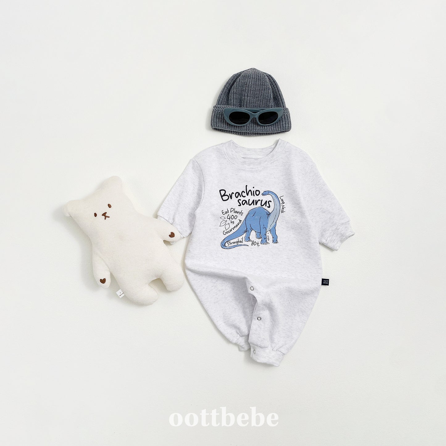 (Pre-order) OOTTBEBE - Dino Full Bodysuit 공룡전신슈트 (3 Colors)