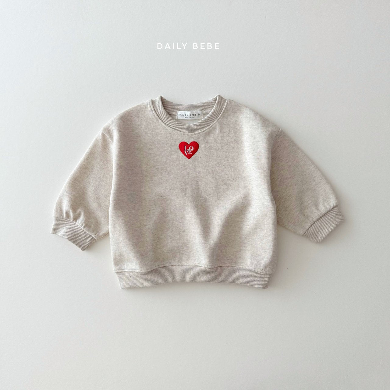 (Pre-order) Daily Bebe - Kids’ Love Embroidered Top & Bottom Set 러브자수 상하세트 (4 Colors)