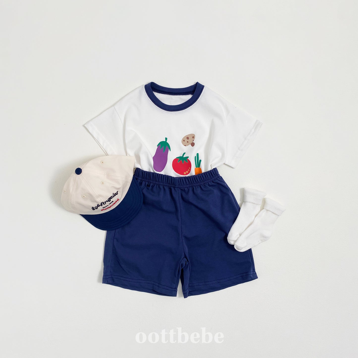 (Pre-order) OOTTBEBE - Veggie Market Top and Bottom Set 야채마켓상하복 (2 Colors)