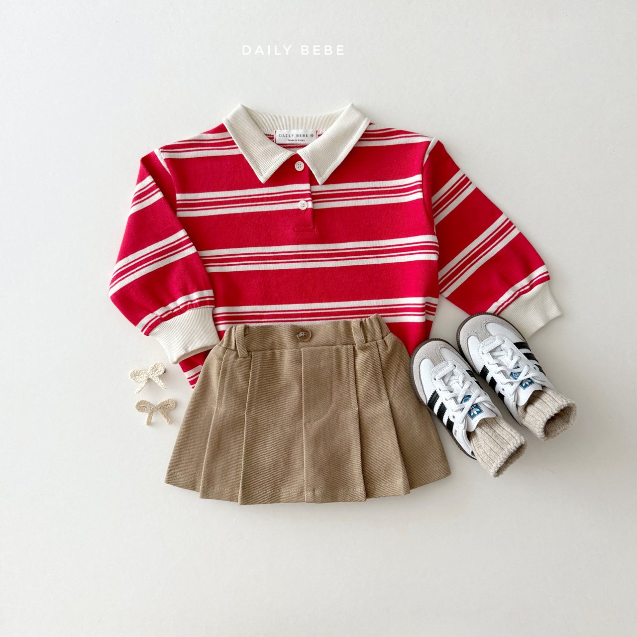 (Pre-order) Daily Bebe - Kids' Collar Stripe Tee 카라 단가라티 (2 Colors)