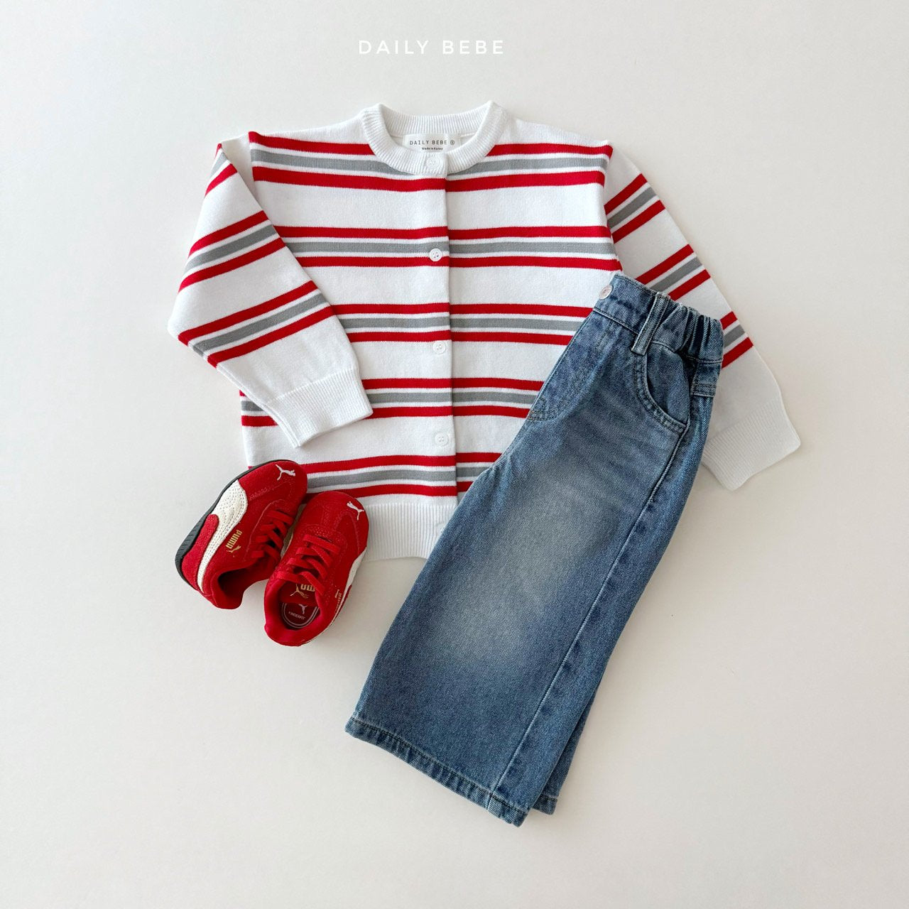 (Pre-order) Daily Bebe - Kids' Multi Stripe Cardigan 멀티단가라 가디건 (2 Colors)