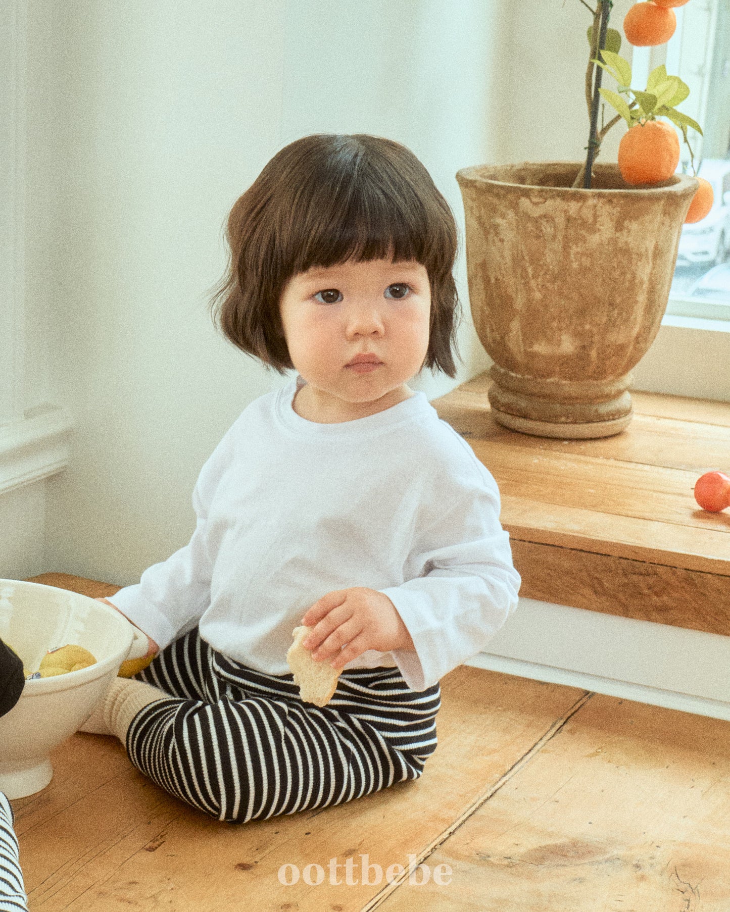 (Pre-order) OOTTBEBE - Plain Tee 3-Piece Set (Cotton Modal) 심플티셔츠 1+1+1(3종세트) (2 Colors)