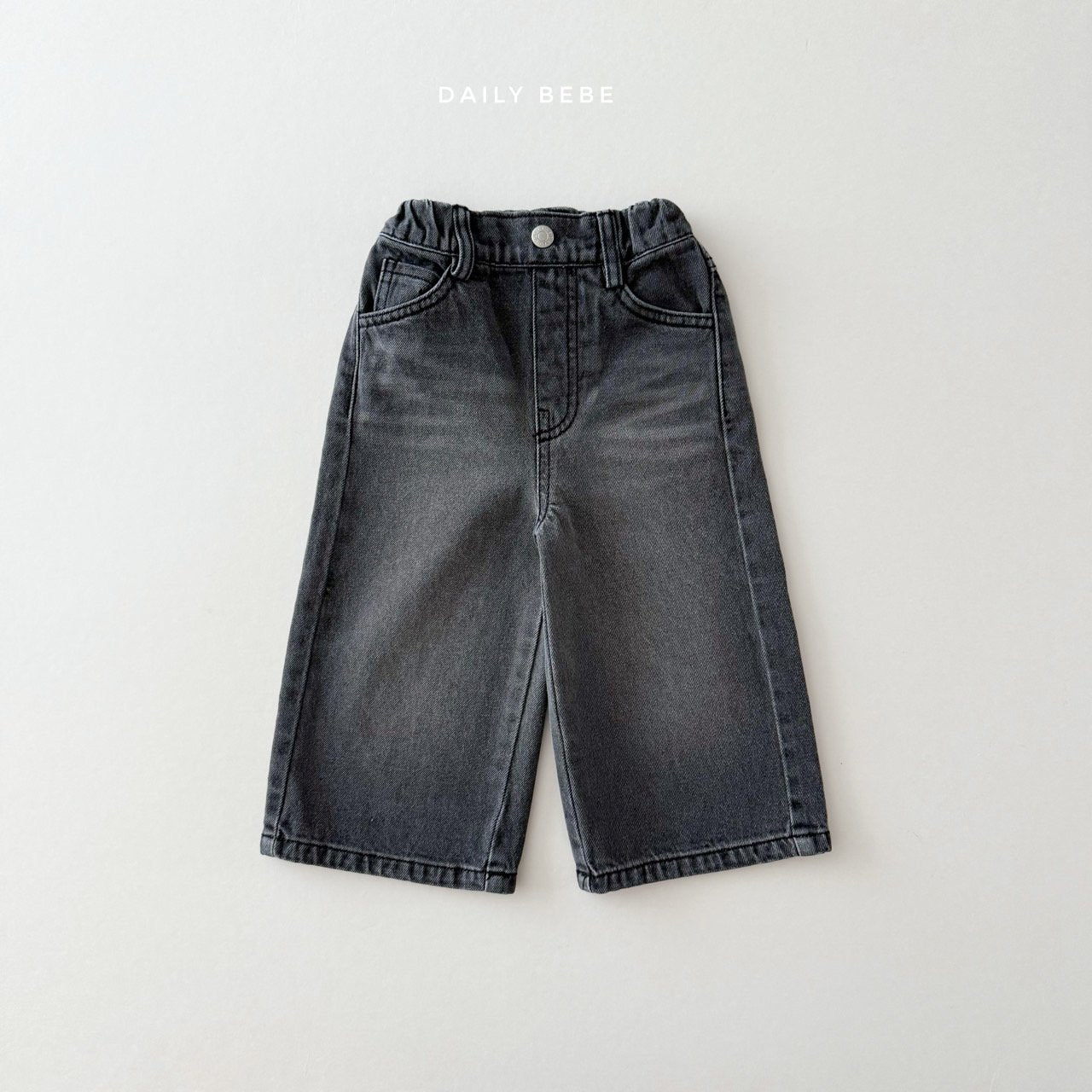 (Pre-order) Daily Bebe - Kids' Washed Wide Denim Pants 워싱 와이드 데님 팬츠 (2 Colors)
