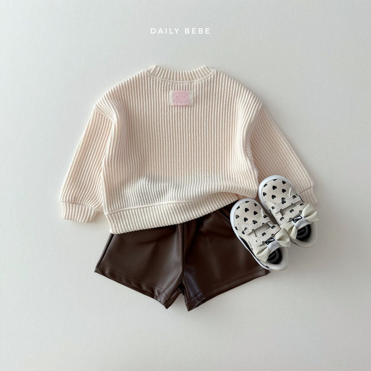 (Pre-order) Daily Bebe - Kids’ Ribbed Knit Sweatshirt 골지니트 맨투맨 (3 Colors)