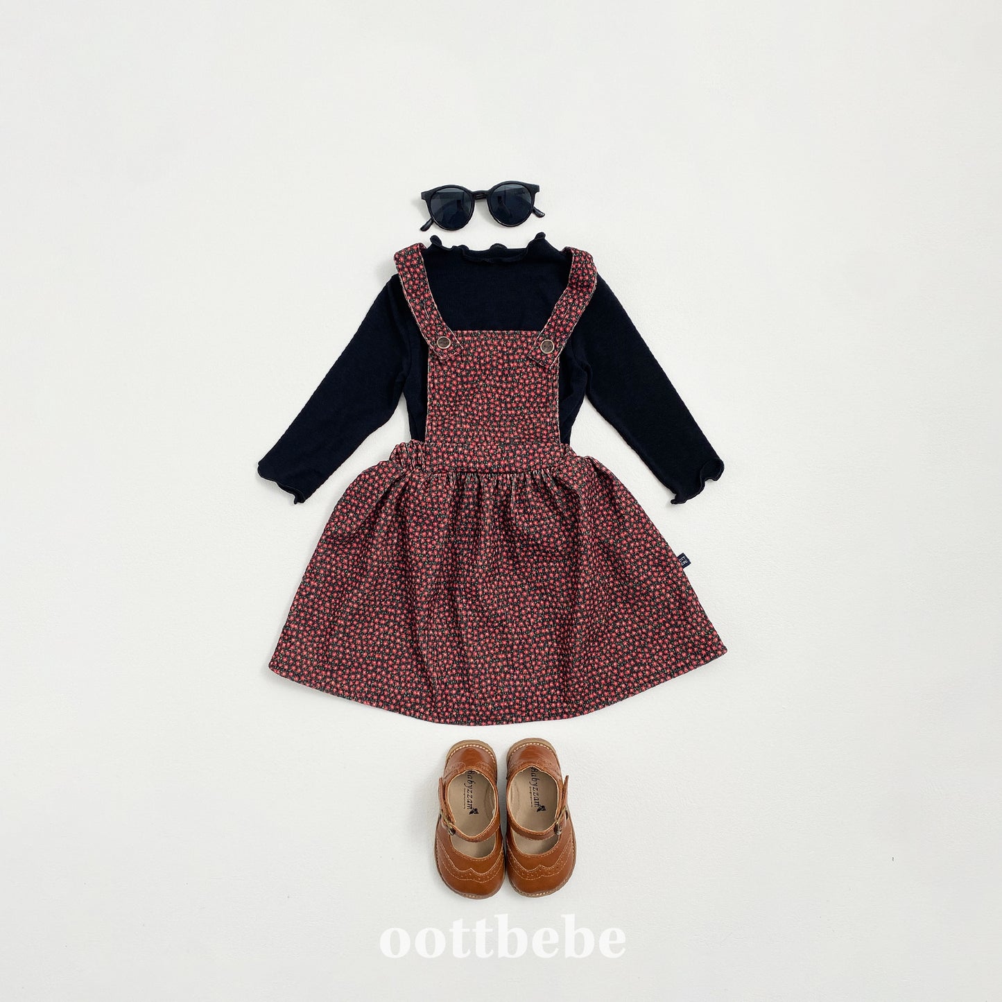 (Pre-order) OOTTBEBE - Bloom Suspender Dress 블룸멜빵원피스 (2 Colors)