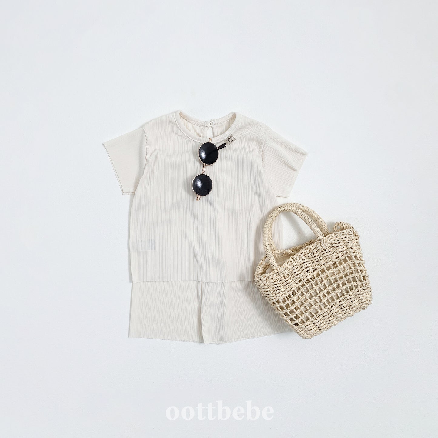 (Pre-order) OOTTBEBE - Bali Pleats Top and Bottom Set 발리플리츠상하복 (4 Colors)