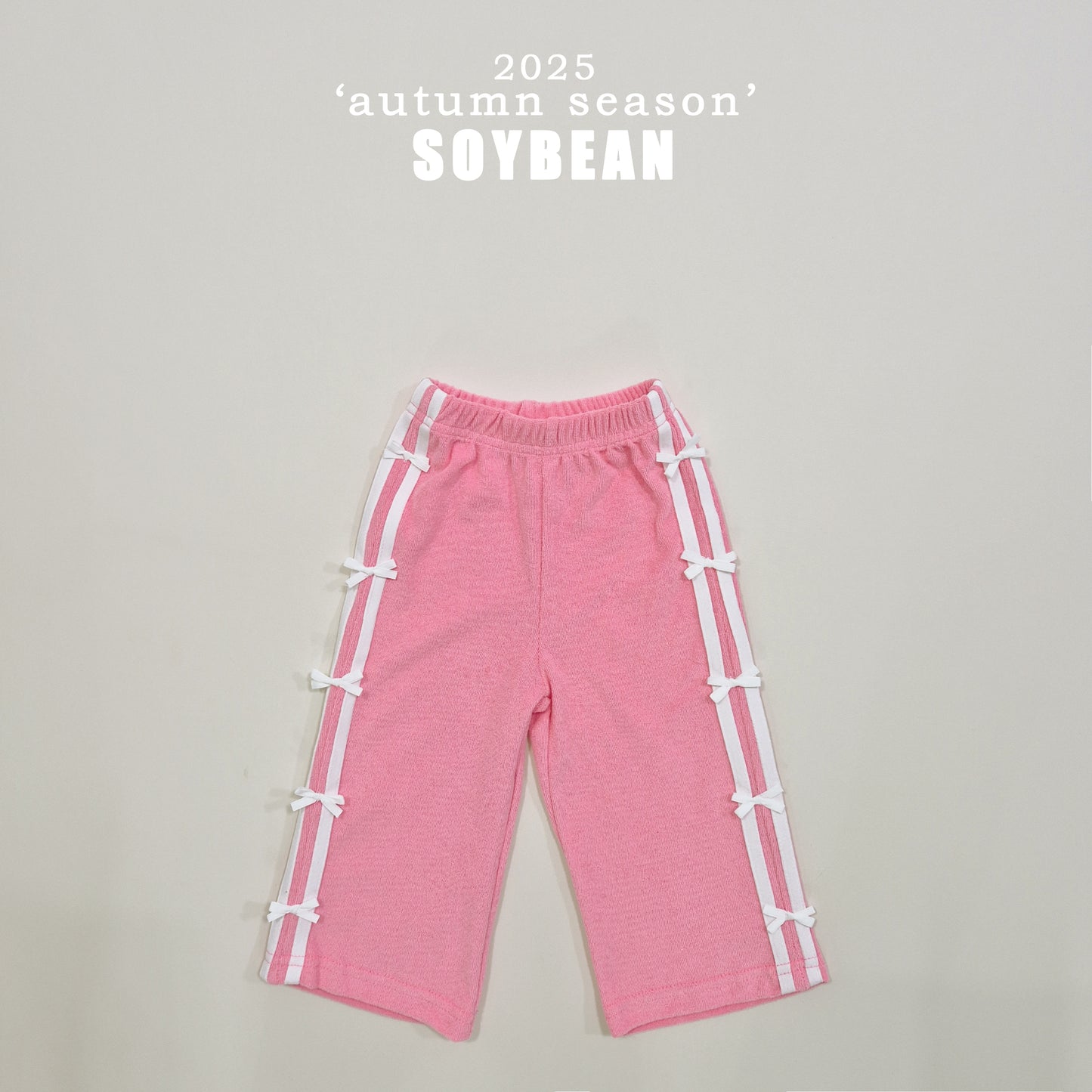 (Pre-order) Soybean Kids - Ribbon Terry Line Pants 리본테리라인팬츠 (2 Colors)