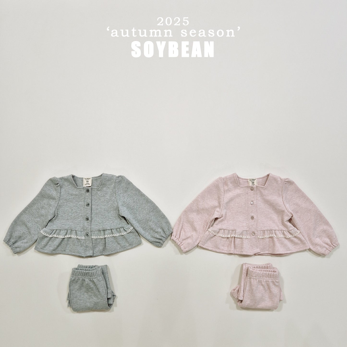 (Pre-order) Soybean Kids - Square Lace Top & Bottom Set 스퀘어레이스 상하복 (2 Colors)