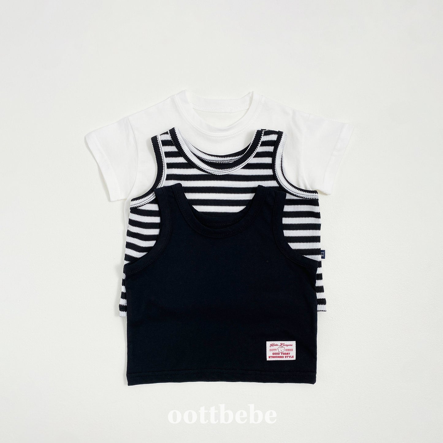 (Pre-order) OOTTBEBE - Daily 3-Piece Set 데일리3종Set (2 Colors)