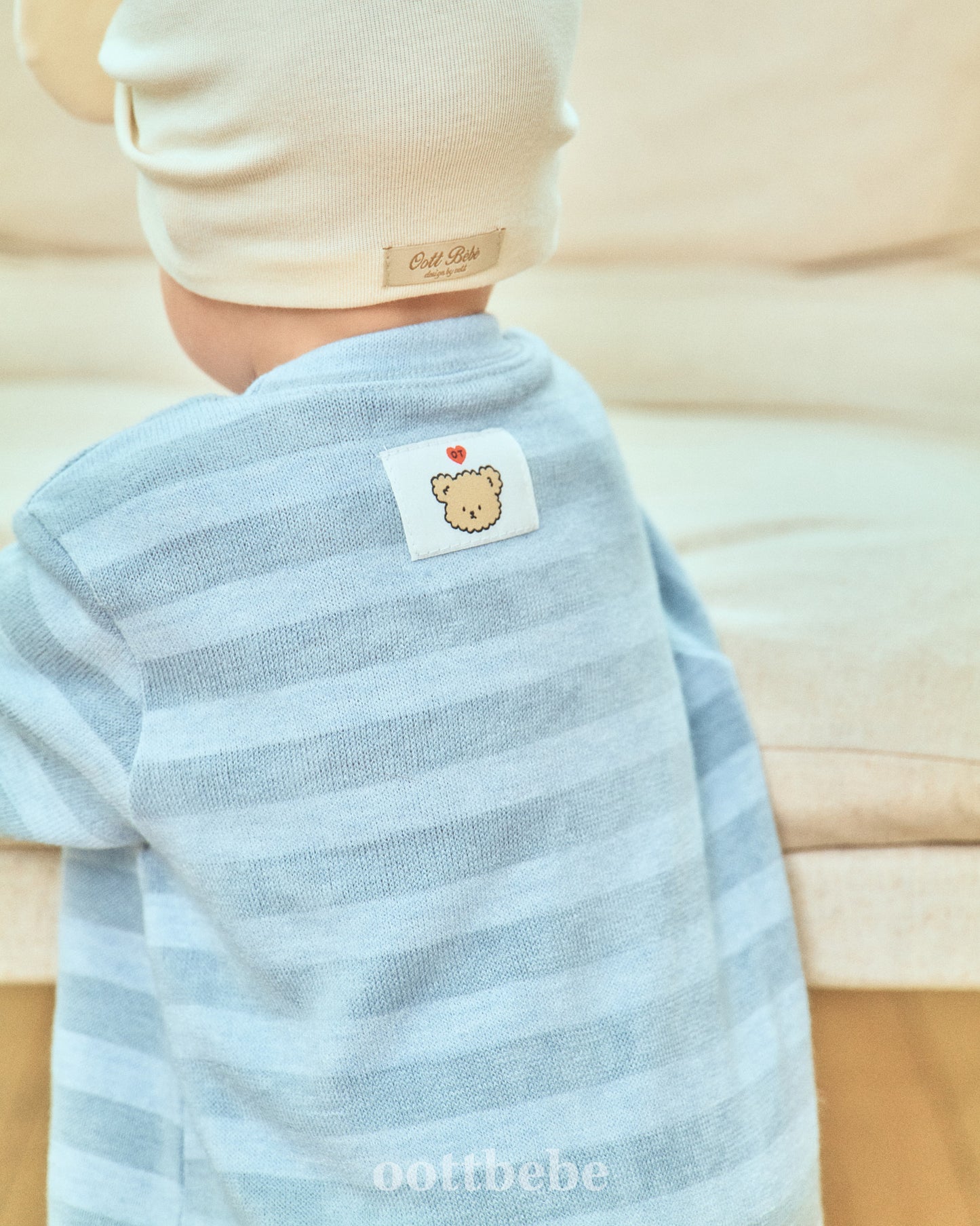 (Pre-order) OOTTBEBE - Mix Stripe Knit Suit 믹스단가라슈트 (2 Colors)