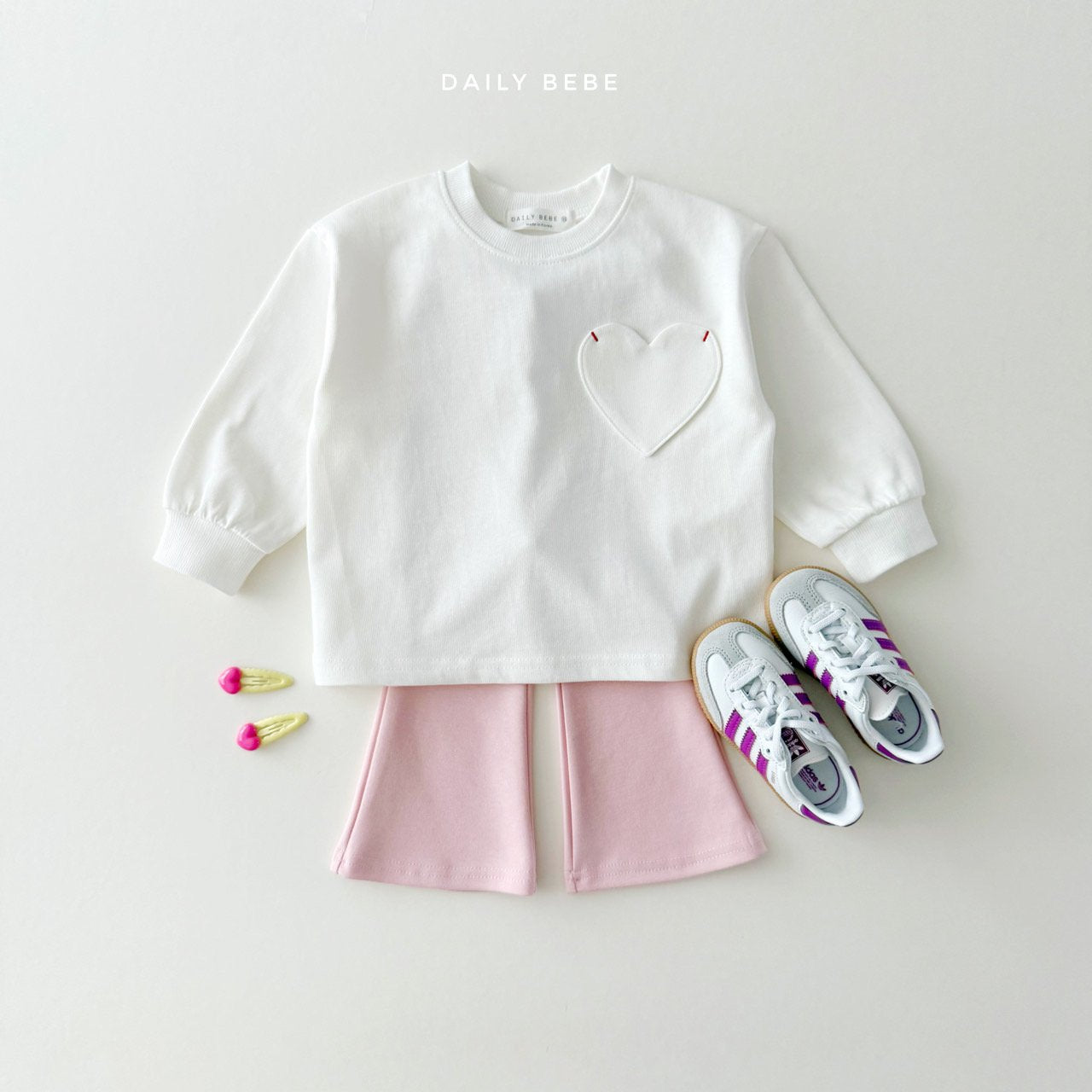 (Pre-order) Daily Bebe - Kids' Heart Pocket Tee 하트포켓 (2 Colors)