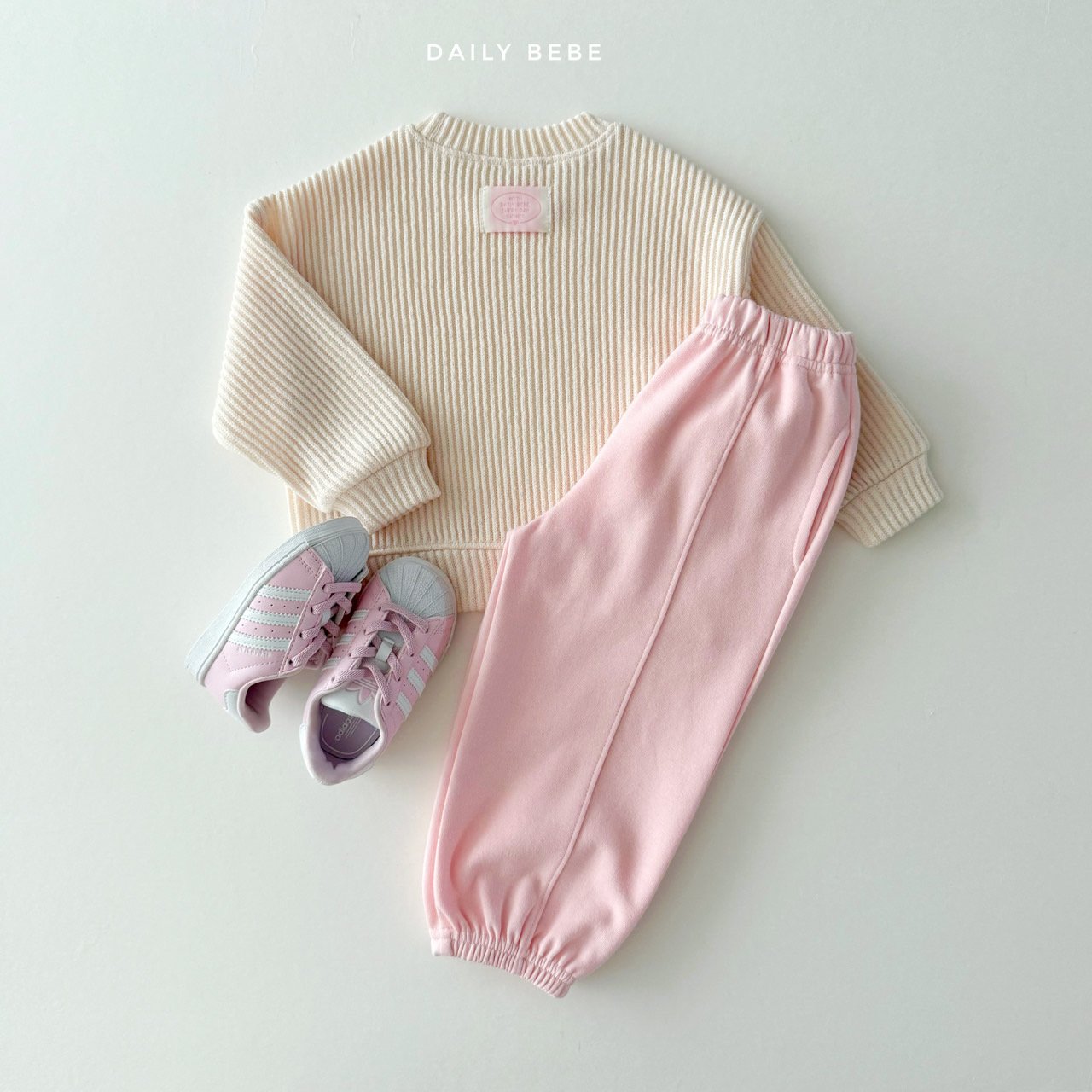 (Pre-order) Daily Bebe - Kids’ Ribbed Knit Sweatshirt 골지니트 맨투맨 (3 Colors)