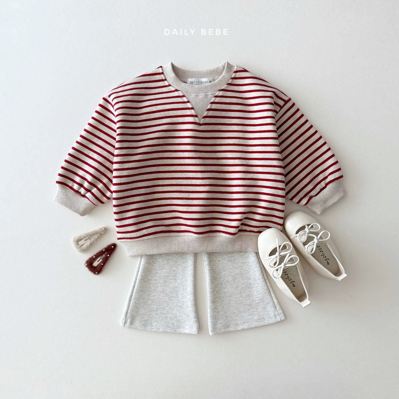 (Pre-order) Daily Bebe - Kids’ Triangle Stripe Sweatshirt 단가라 삼각 맨투맨 (2 Colors)