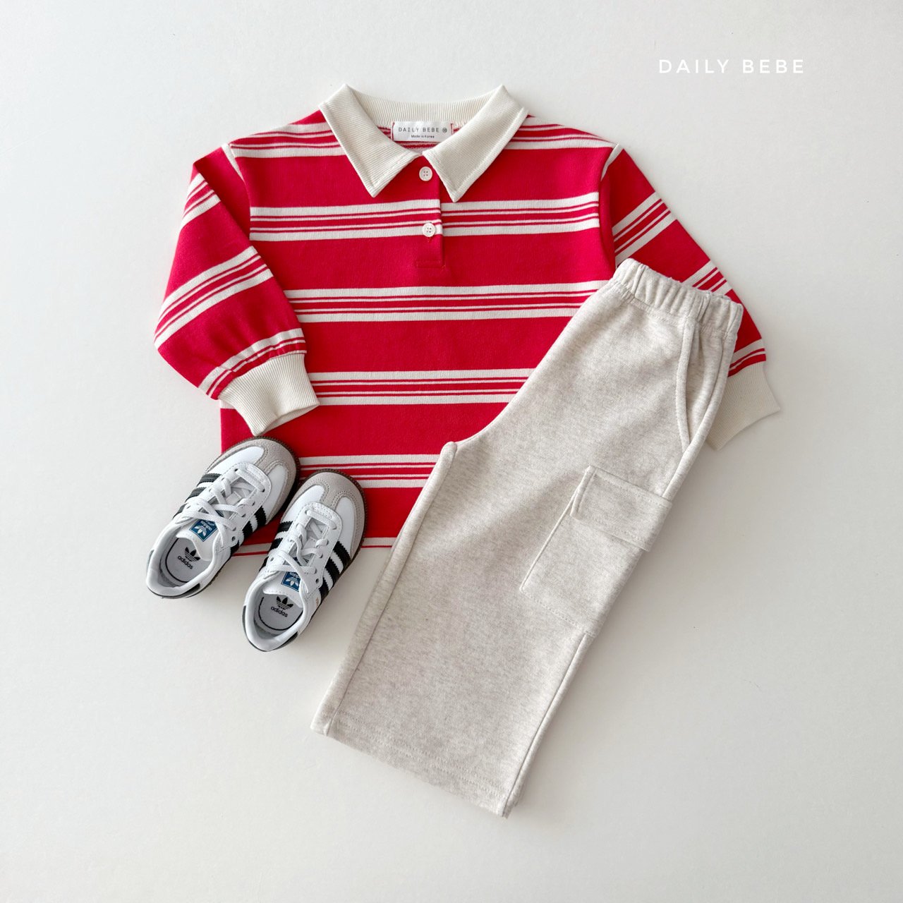(Pre-order) Daily Bebe - Kids' Collar Stripe Tee 카라 단가라티 (2 Colors)
