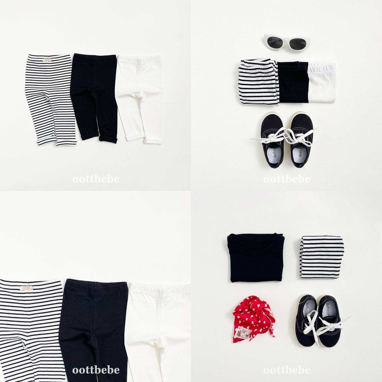 (Pre-order) OOTTBEBE - Simple Leggings 3-Piece Set 심플레깅스 1+1+1(3종세트) (2 Colors)