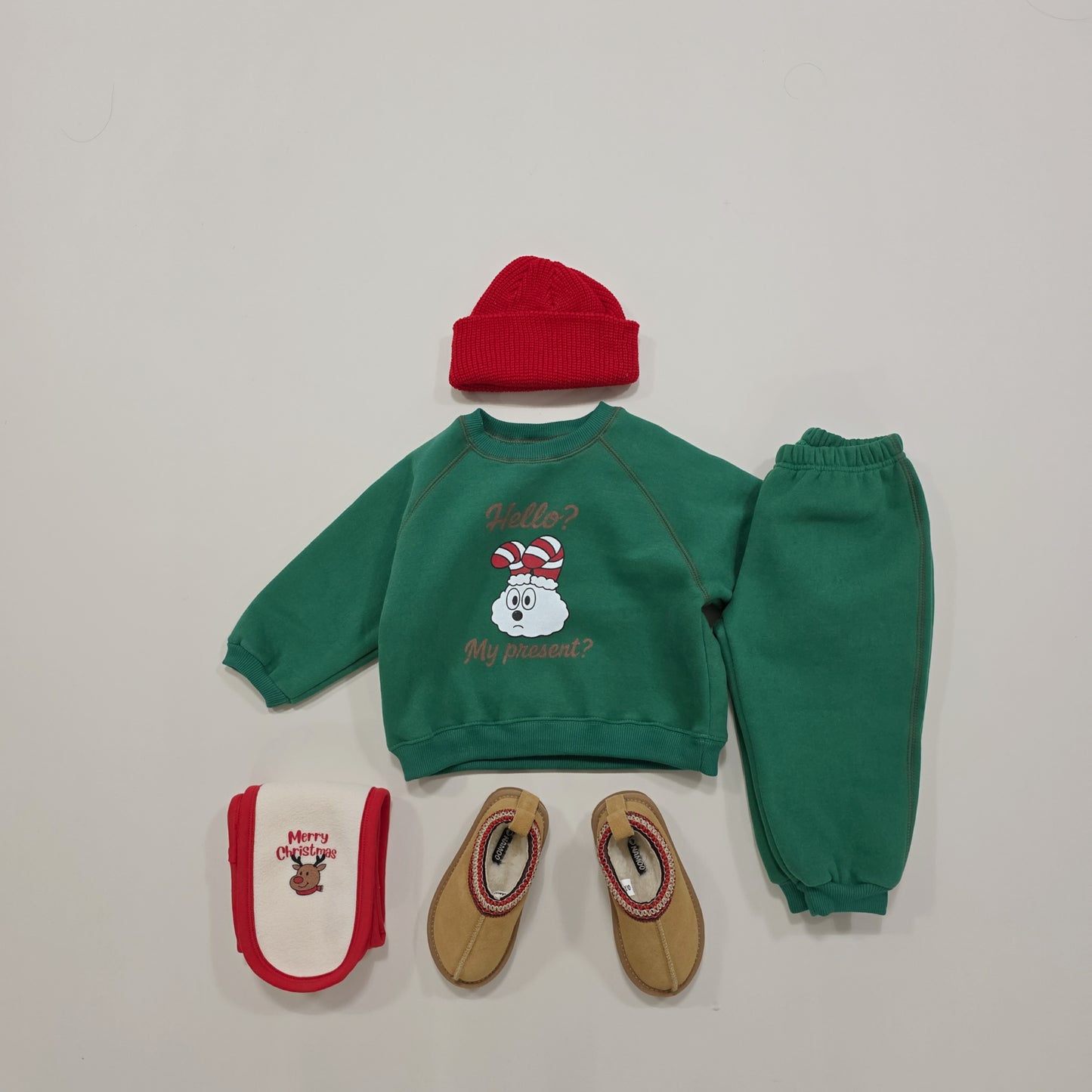 (Pre-order) Soybean Kids Winter - Cloud Bunny Fleece-Lined Top & Bottom Set 양기모구름토끼상하 (3 Colors)