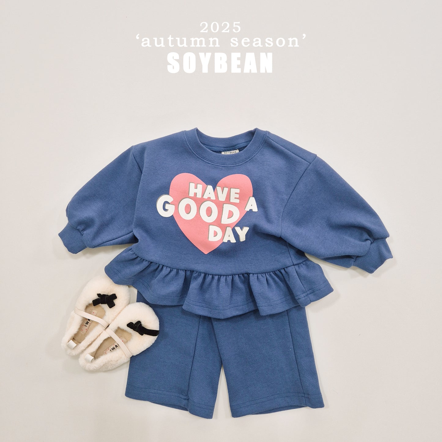 (Pre-order) Soybean Kids - Good Day Frill Top & Bottom Set 굿데이프릴상하복 (2 Colors)