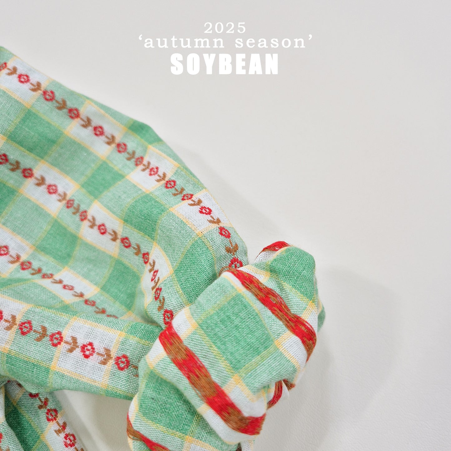 (Pre-order) Soybean Kids - Check Flower Embroidery Dress 체크플라워원피스 (2 Colors)