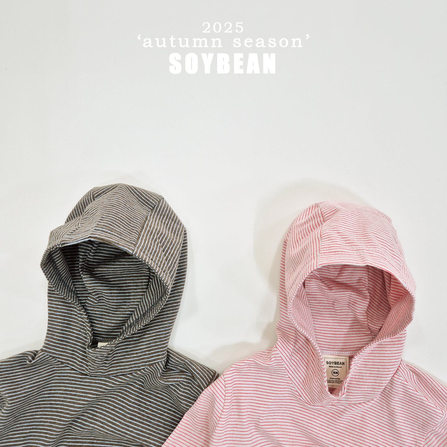 (Pre-order) Soybean Kids - Stripe Hooded Tee 단가라후드싱글티 (2 Colors)