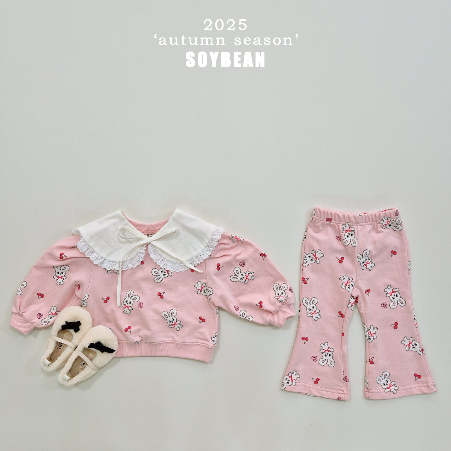 (Pre-order) Soybean Kids - Bunny Flare Top & Bottom Set 바니나팔상하복 (2 Colors)