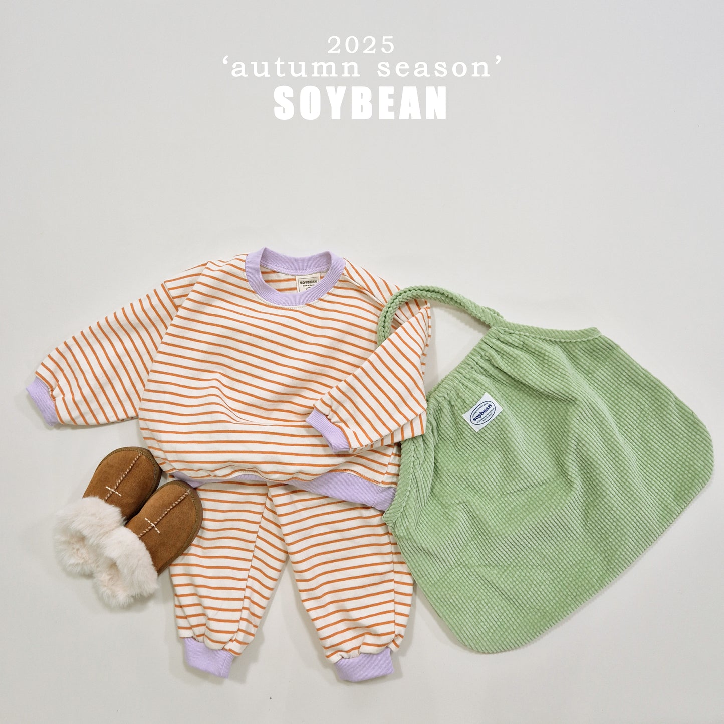 (Pre-order) Soybean Kids - Point Stripe Top & Bottom Set 포인트단가라상하복 (4 Colors)