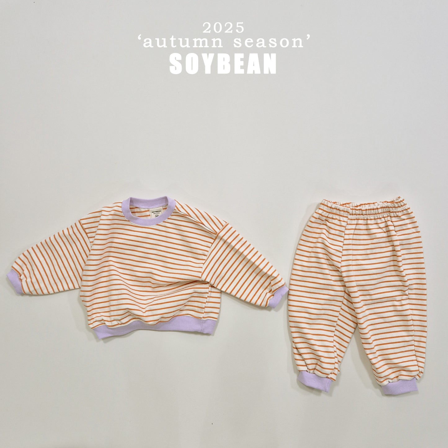 (Pre-order) Soybean Kids - Point Stripe Top & Bottom Set 포인트단가라상하복 (4 Colors)