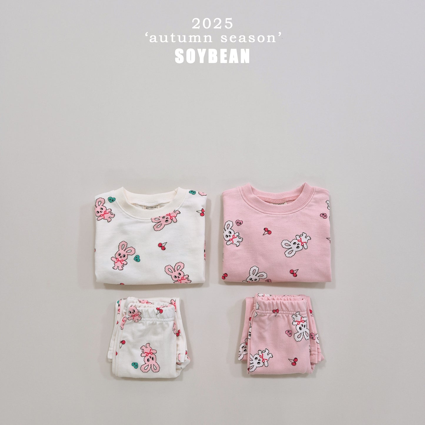 (Pre-order) Soybean Kids - Bunny Flare Top & Bottom Set 바니나팔상하복 (2 Colors)