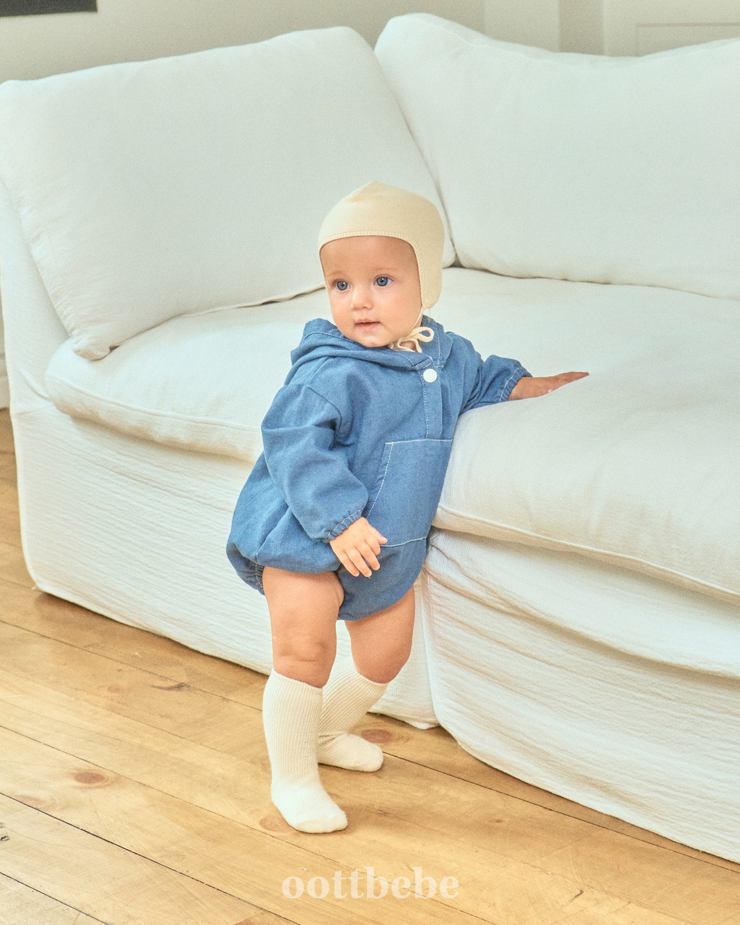 (Pre-order) OOTTBEBE - Stitch Hoodie Suit 스티치후드슈트 (2 Colors)