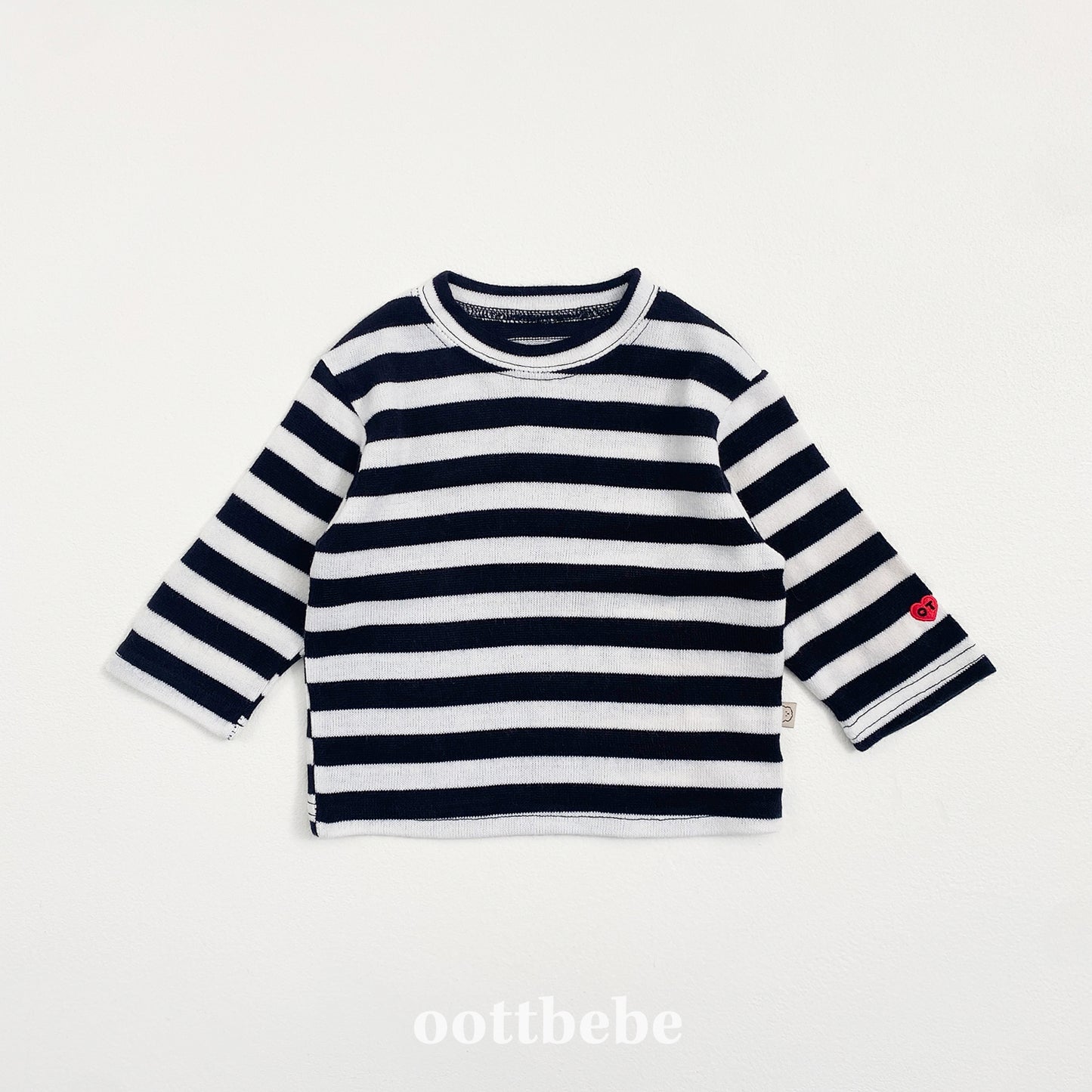 (Pre-order) OOTTBEBE - Mix Stripe Knit Tee 믹스단가라티(니트) (2 Colors)