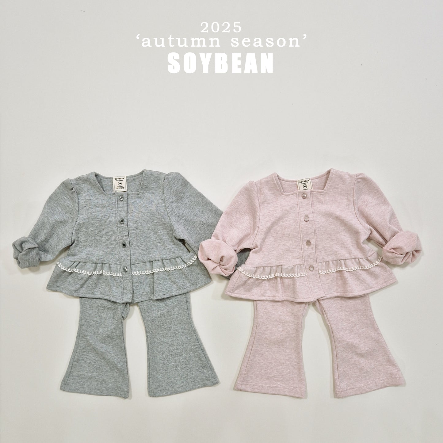 (Pre-order) Soybean Kids - Square Lace Top & Bottom Set 스퀘어레이스 상하복 (2 Colors)
