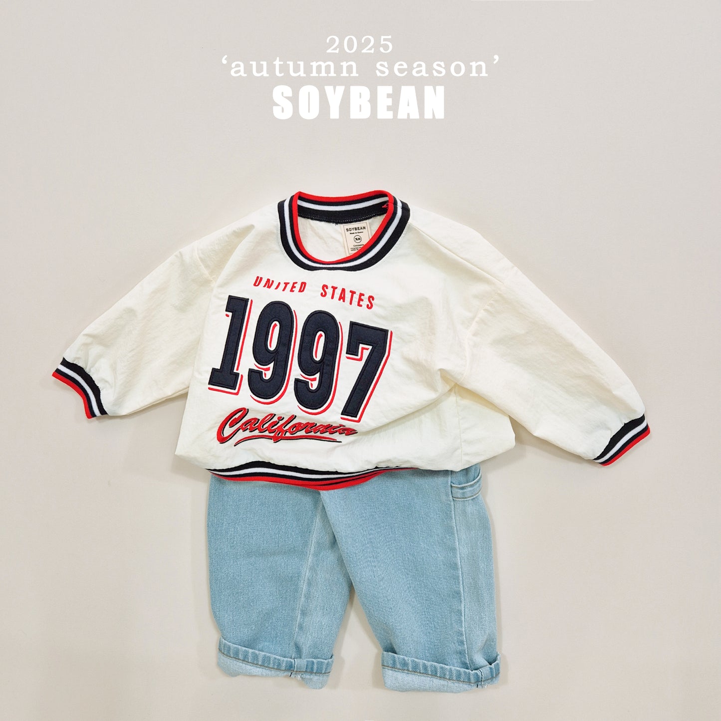 (Pre-order) Soybean Kids - 1997 Washed Embroidery Sweatshirt 1997와샤맨투맨 (2 Colors)