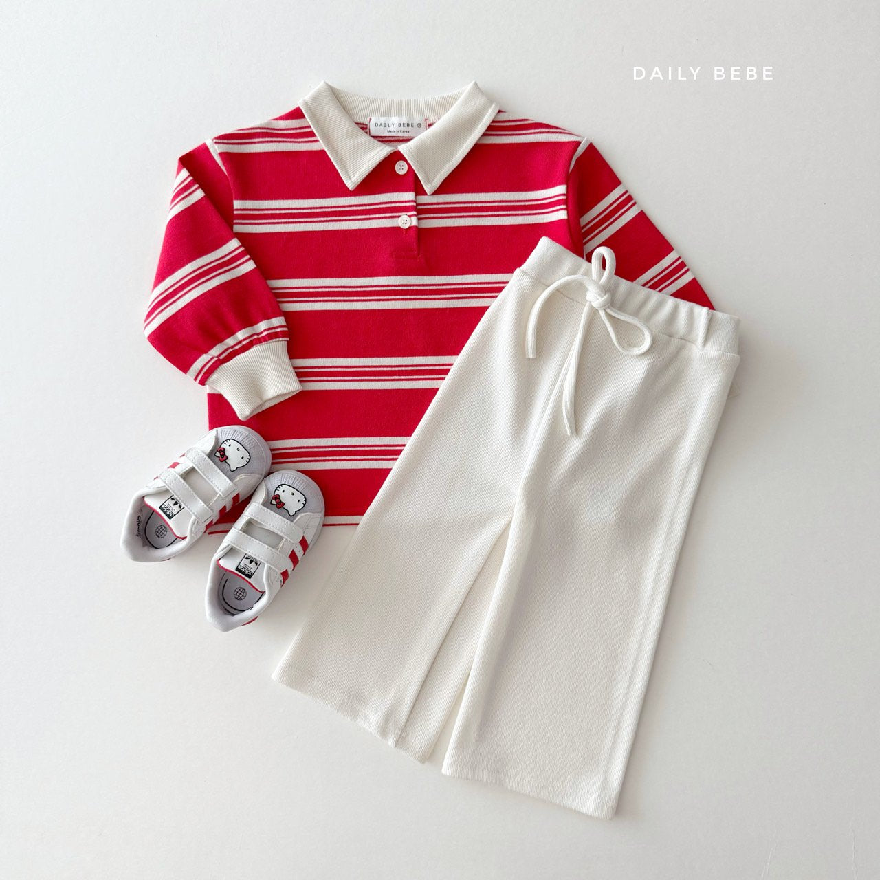 (Pre-order) Daily Bebe - Kids' Collar Stripe Tee 카라 단가라티 (2 Colors)