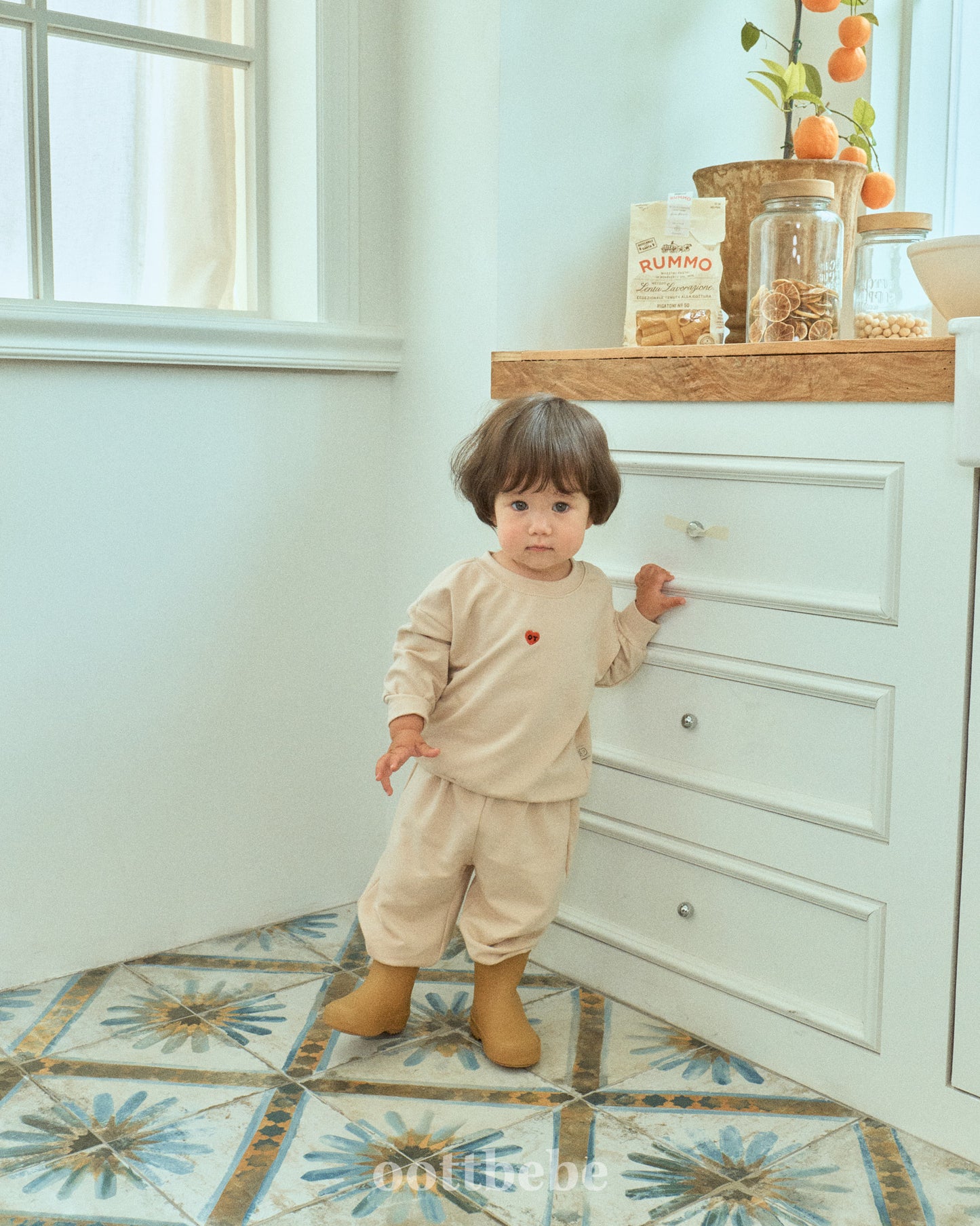 (Pre-order) OOTTBEBE - Petit Modal Top & Bottom Set (Stretch Terry) 쁘띠모달상하복(쮸리스판) (4 Colors)